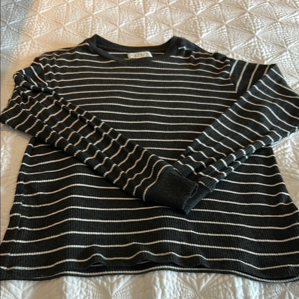 Velvet by Graham & Spencer Dark Grey and White Stripes.